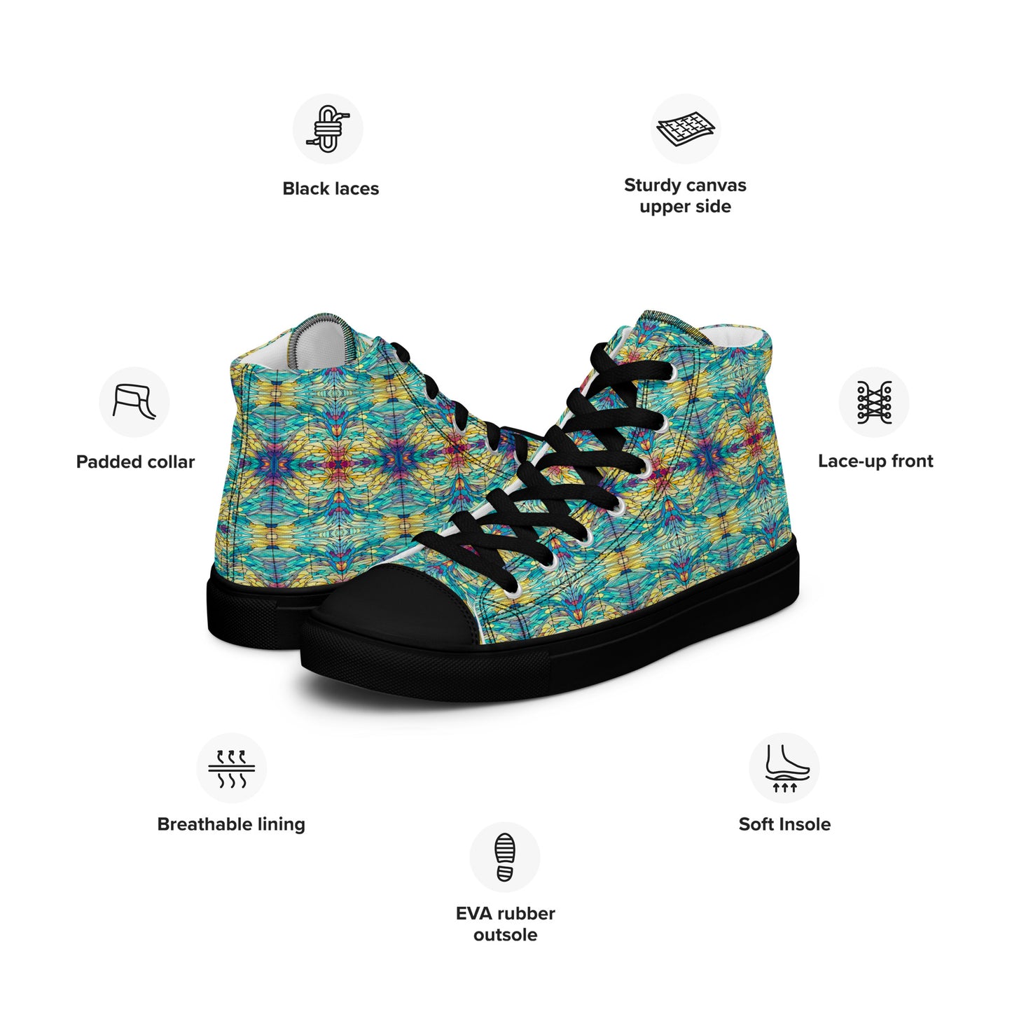 DMV 0231 Chic Boho Men’s high top canvas shoes