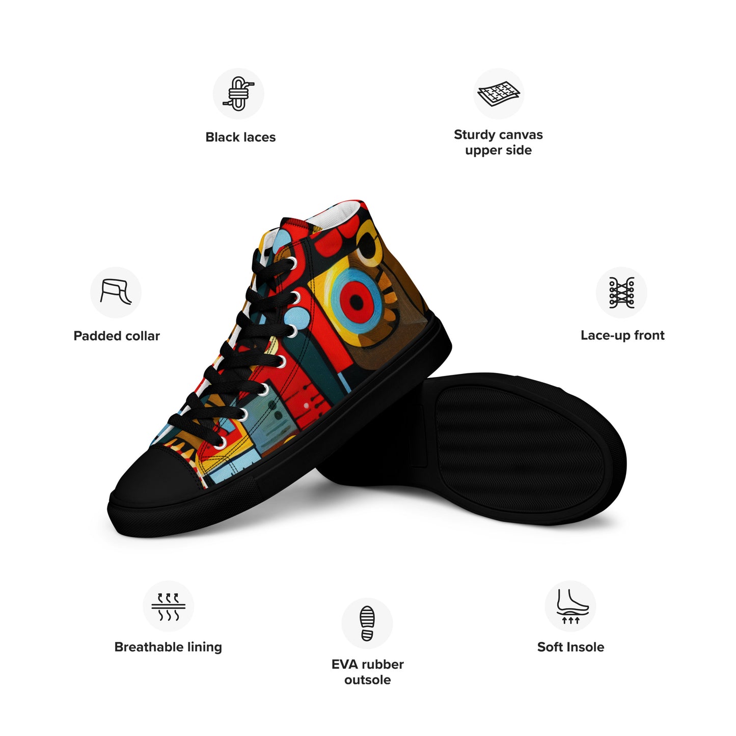 DMV 0233 Psy Art Men’s high top canvas shoes