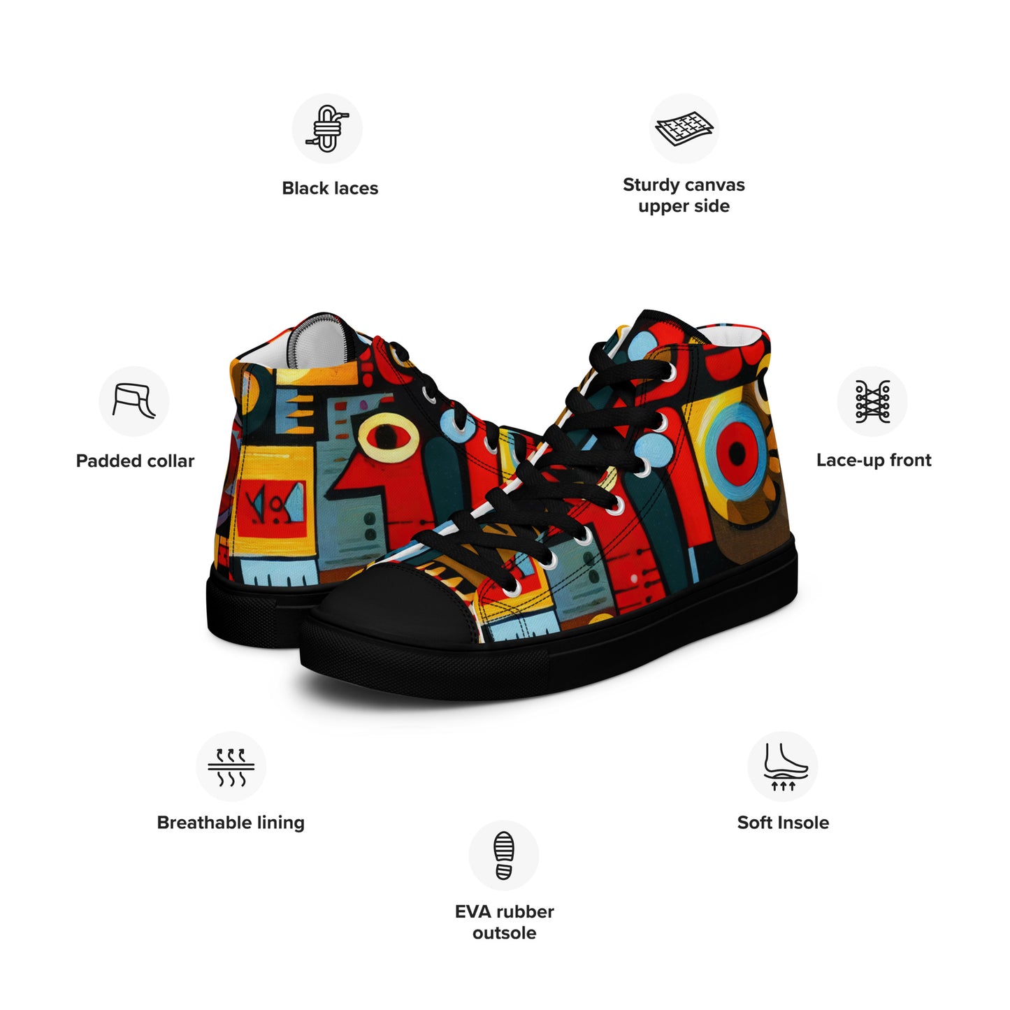 DMV 0233 Psy Art Men’s high top canvas shoes