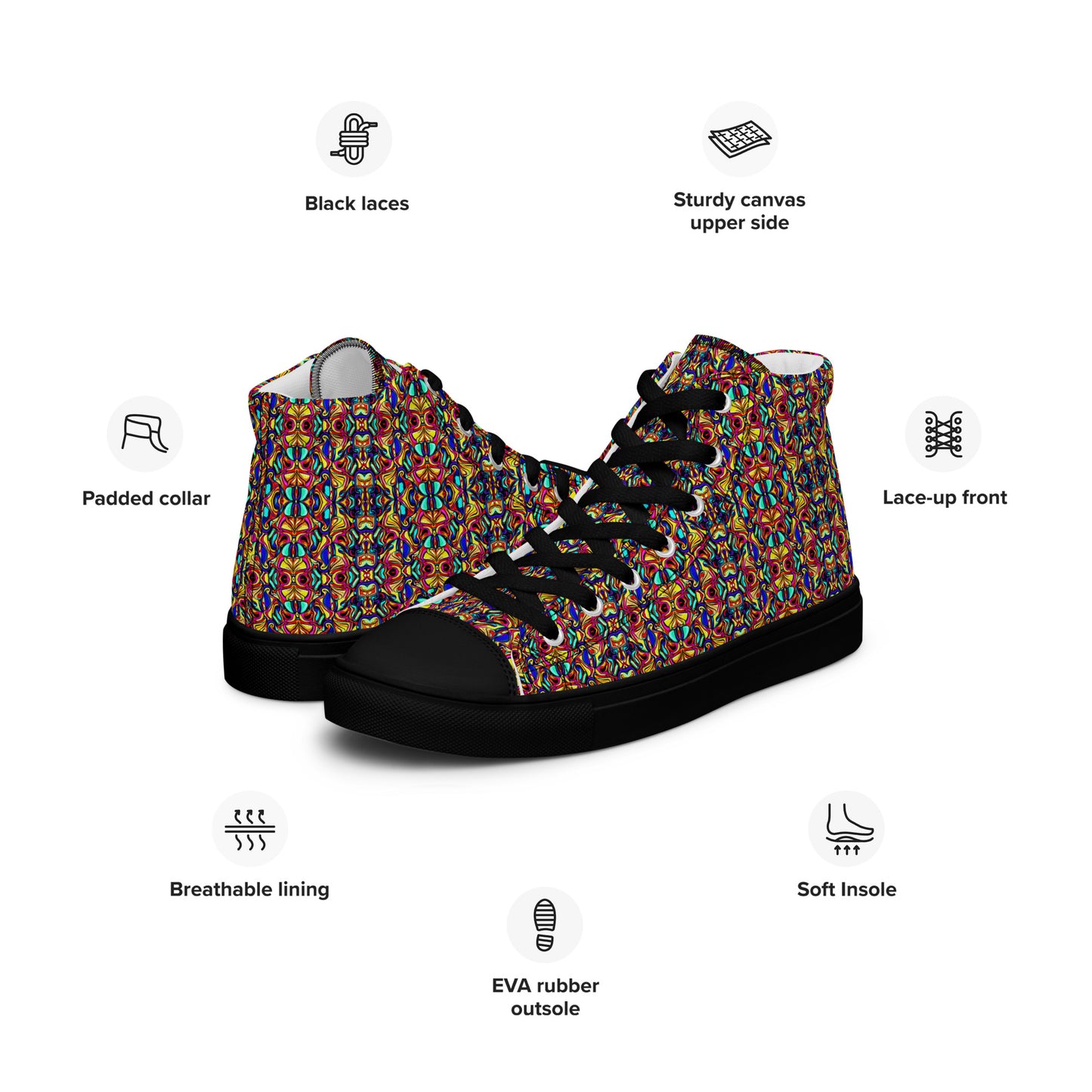 DMV 0045 Psy Artsy Men’s high top canvas shoes