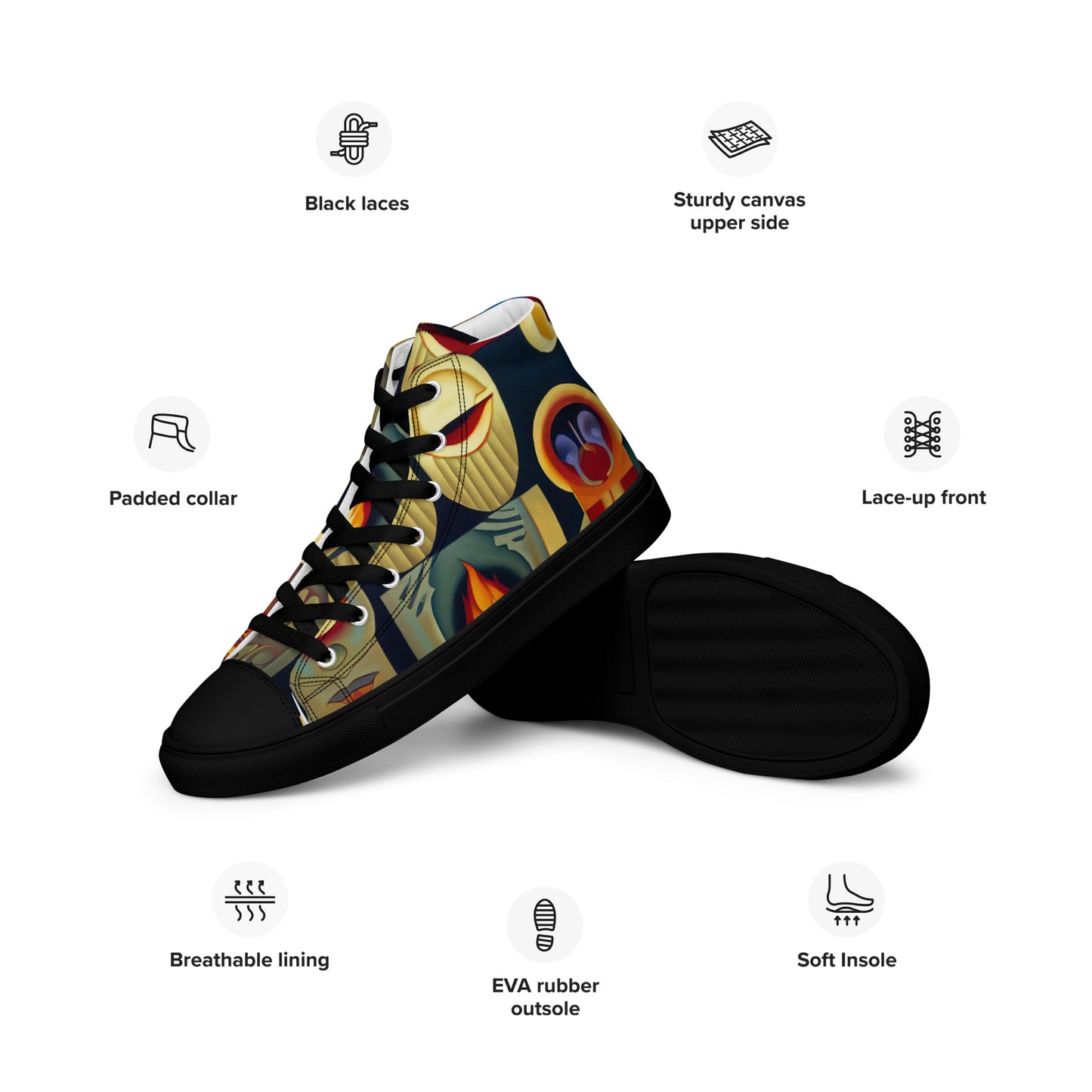 DMV 0237 Retro Art Men’s high top canvas shoes