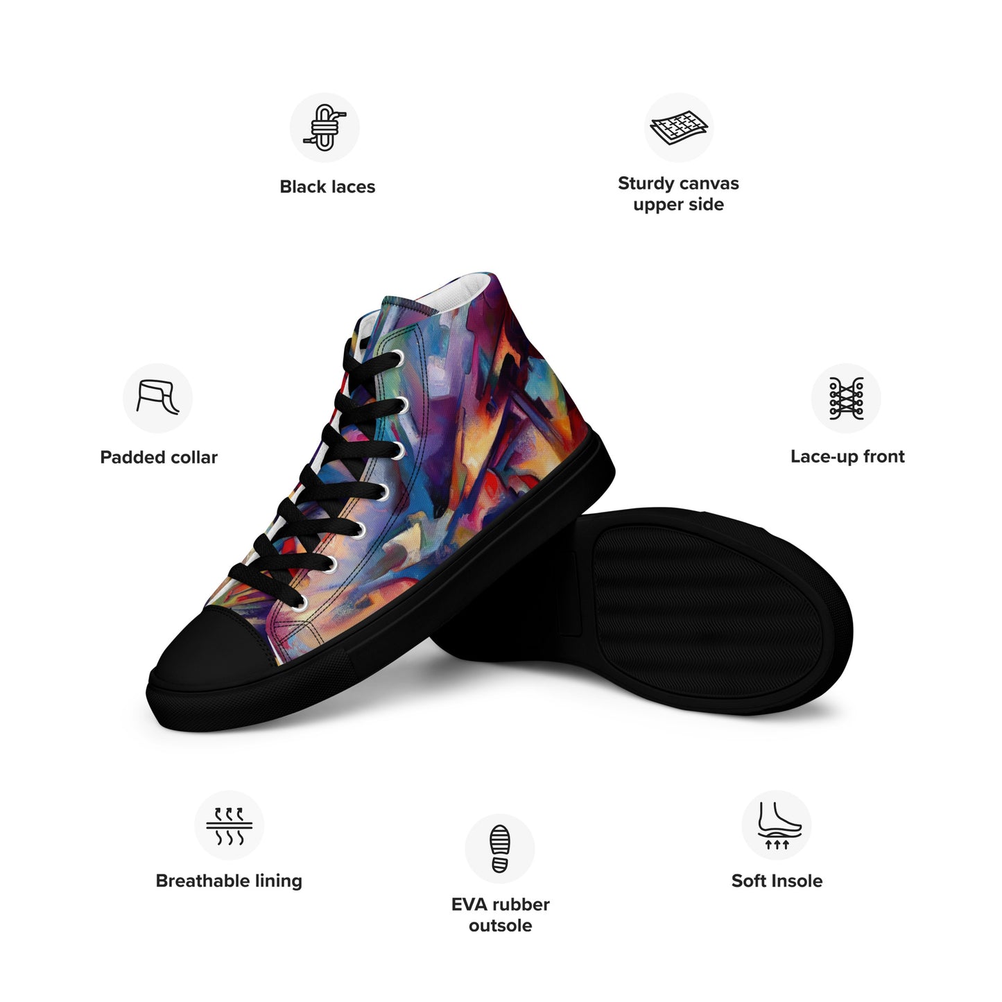 DMV 0308 Abstract Art Men’s high top canvas shoes