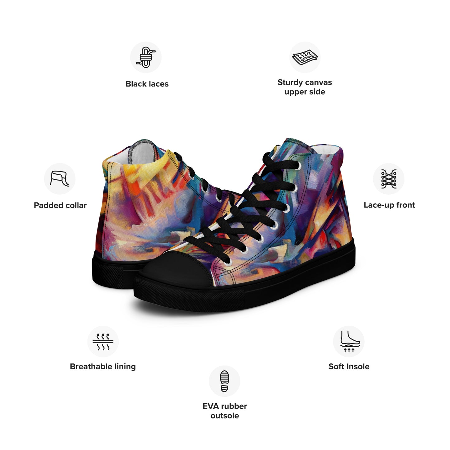 DMV 0308 Abstract Art Men’s high top canvas shoes