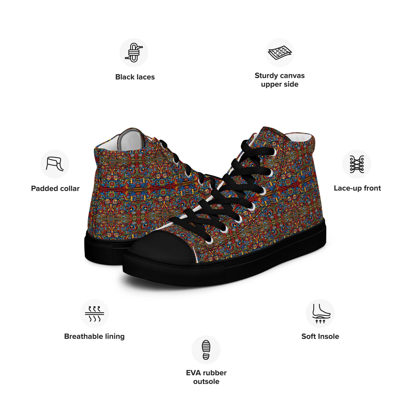 DMV 1358 Psy Artsy Men’s high top canvas shoes