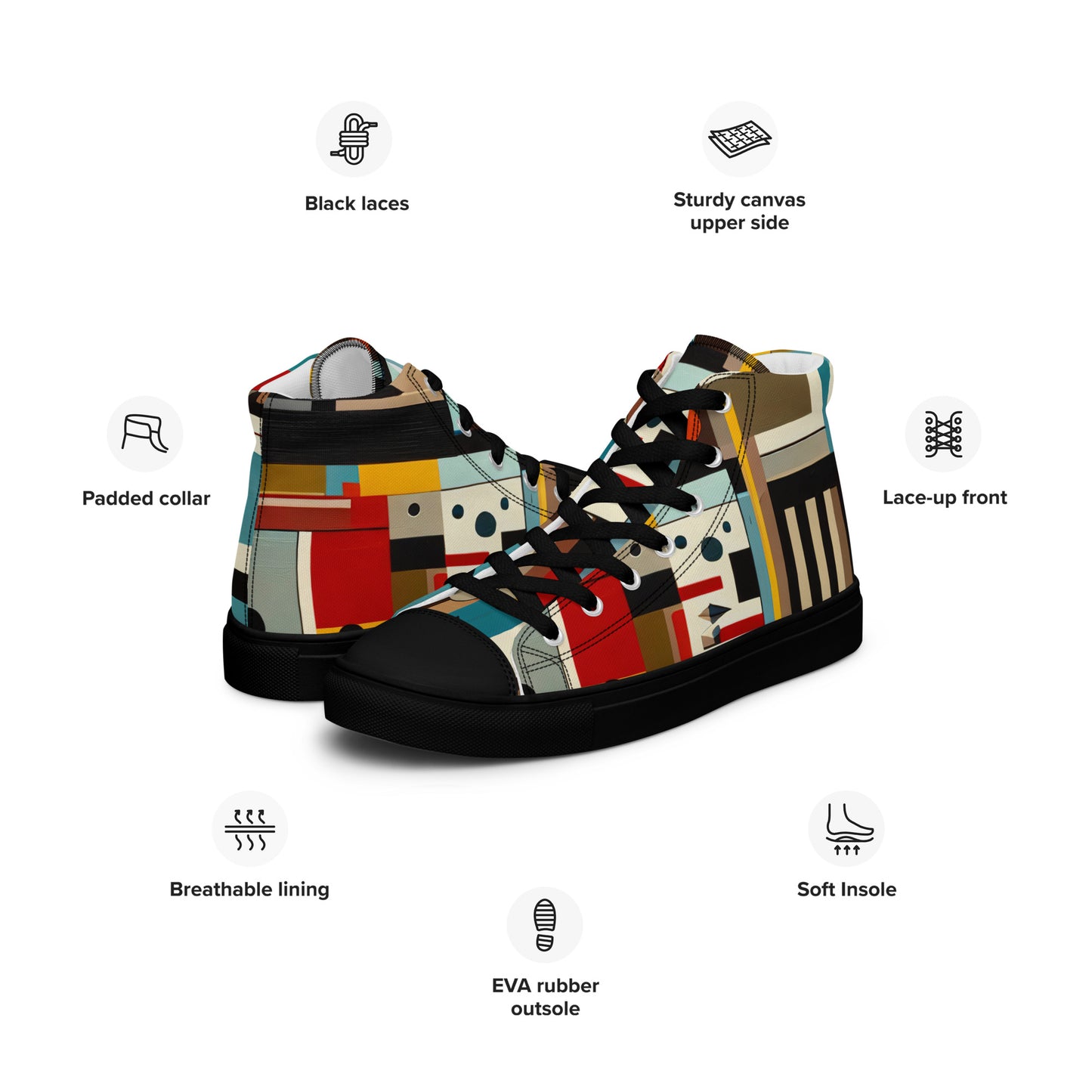 DMV 0413 Abstract Art Men’s high top canvas shoes