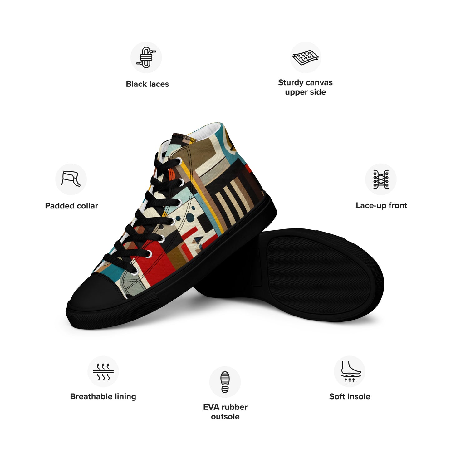 DMV 0413 Abstract Art Men’s high top canvas shoes