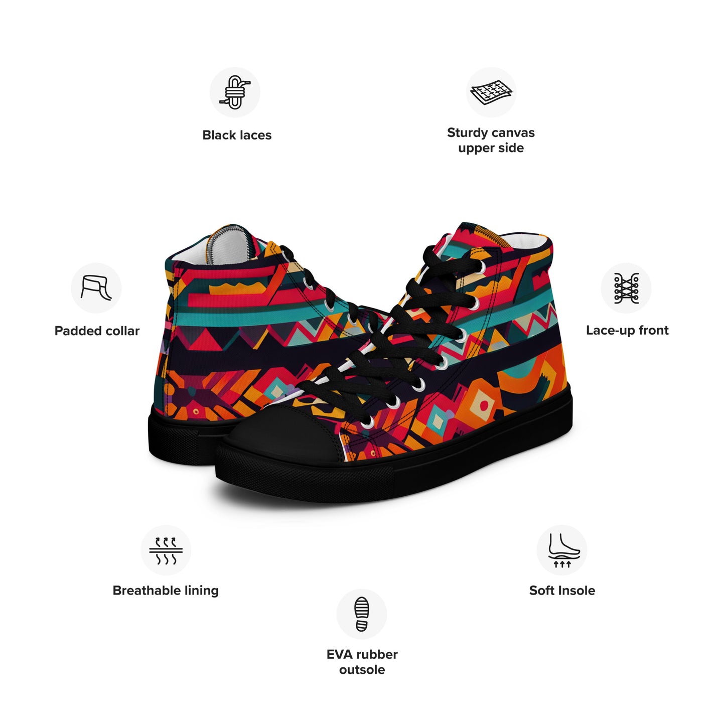 DMV 0409 Boho Men’s high top canvas shoes