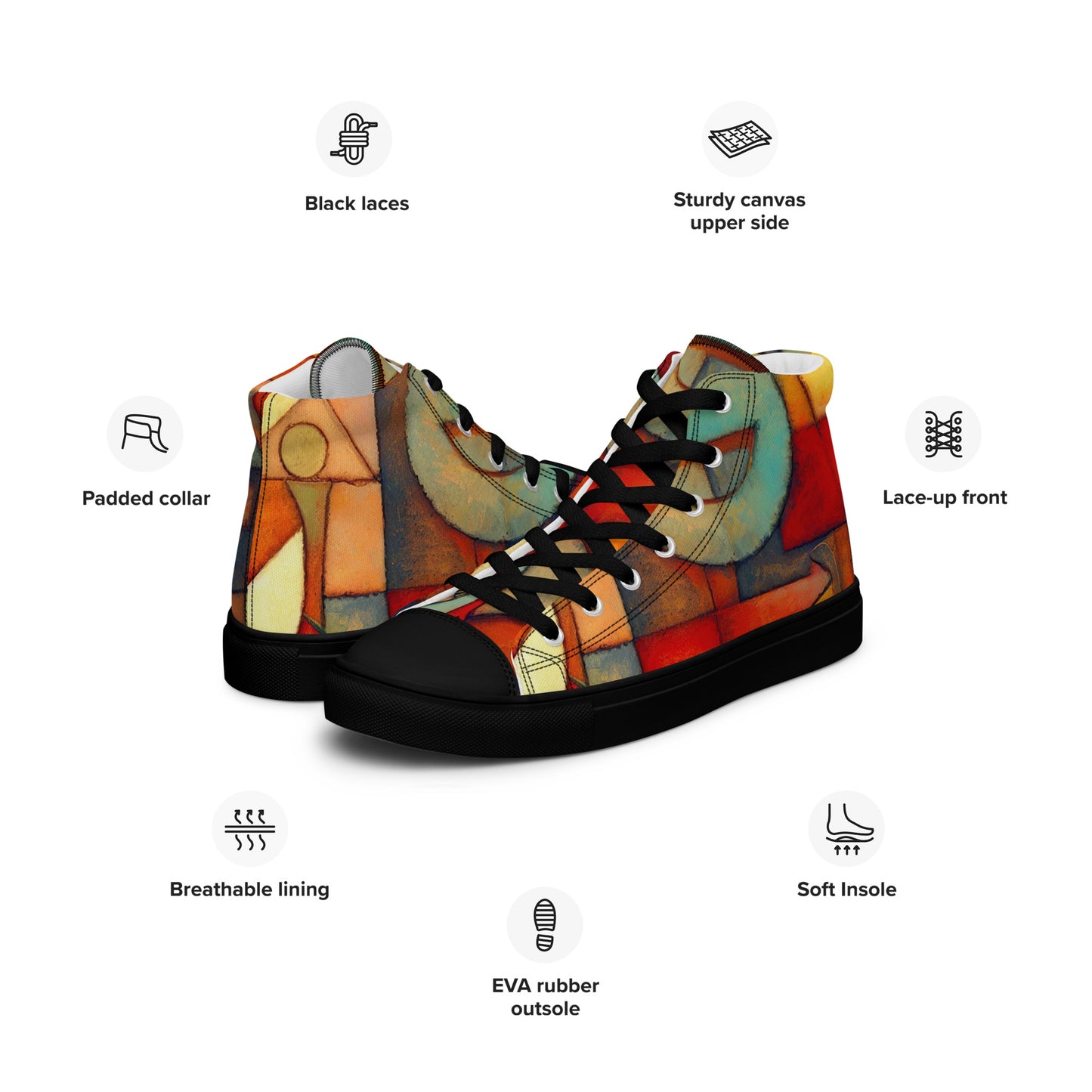 DMV 0298 Retro Art Men’s high top canvas shoes