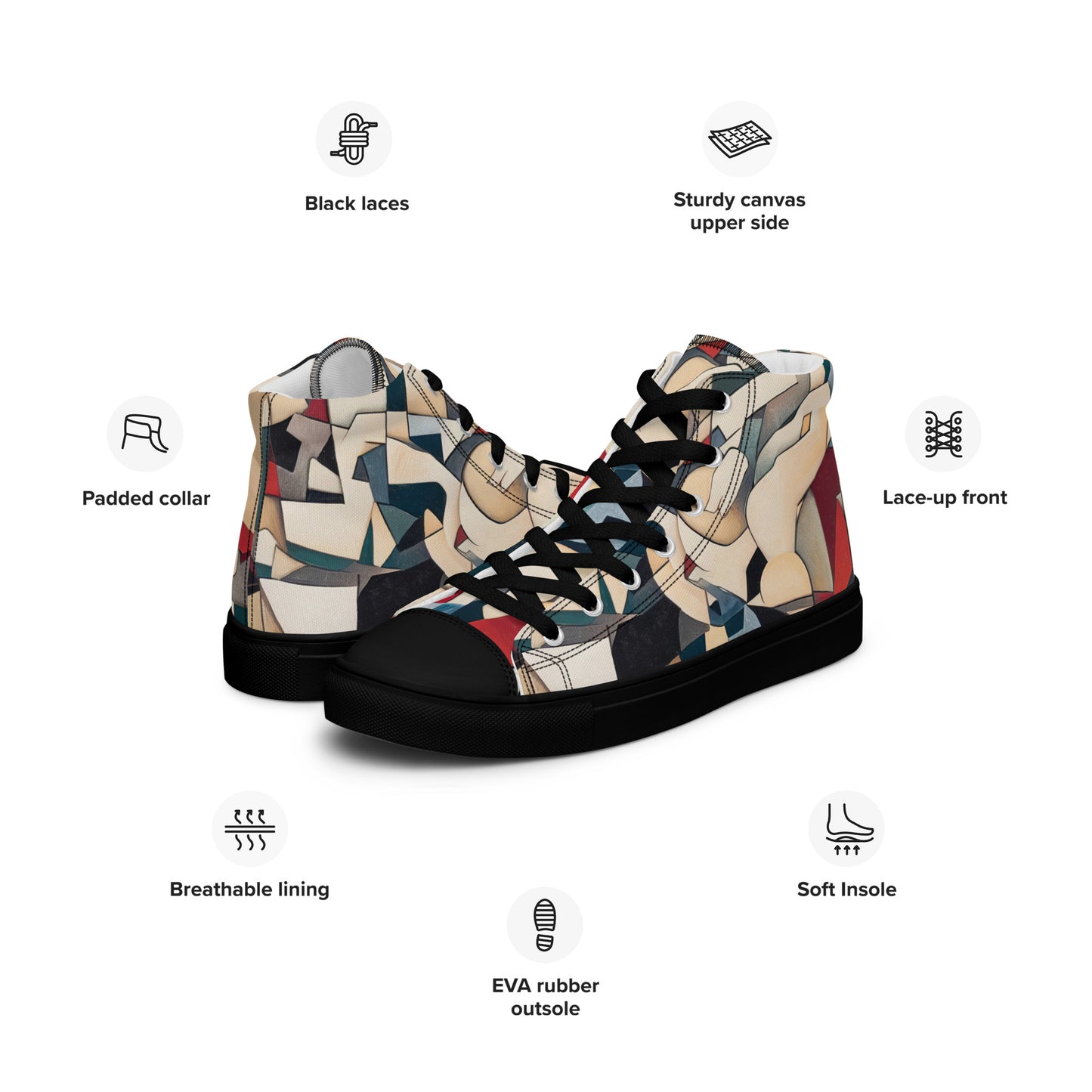 DMV 0508 Abstract Art Men’s high top canvas shoes