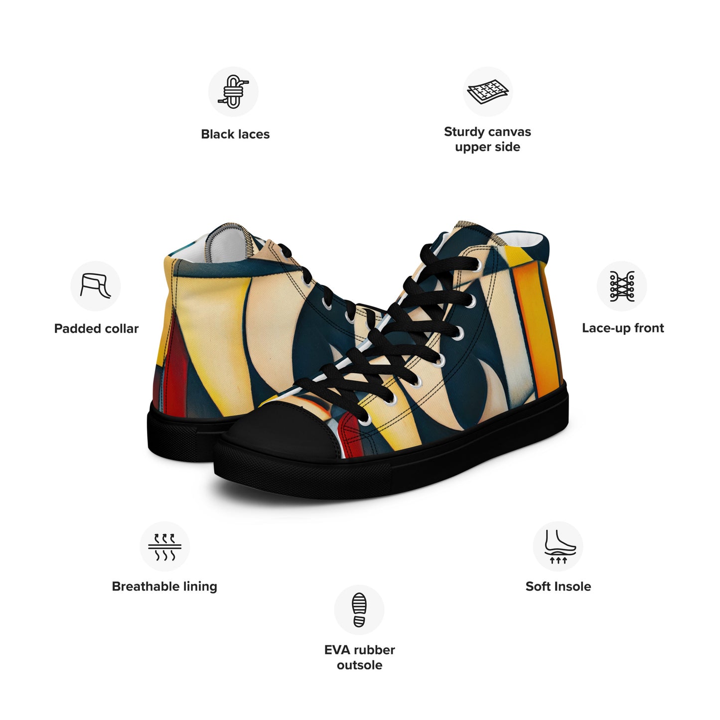 DMV 0433 Abstract Art Men’s high top canvas shoes