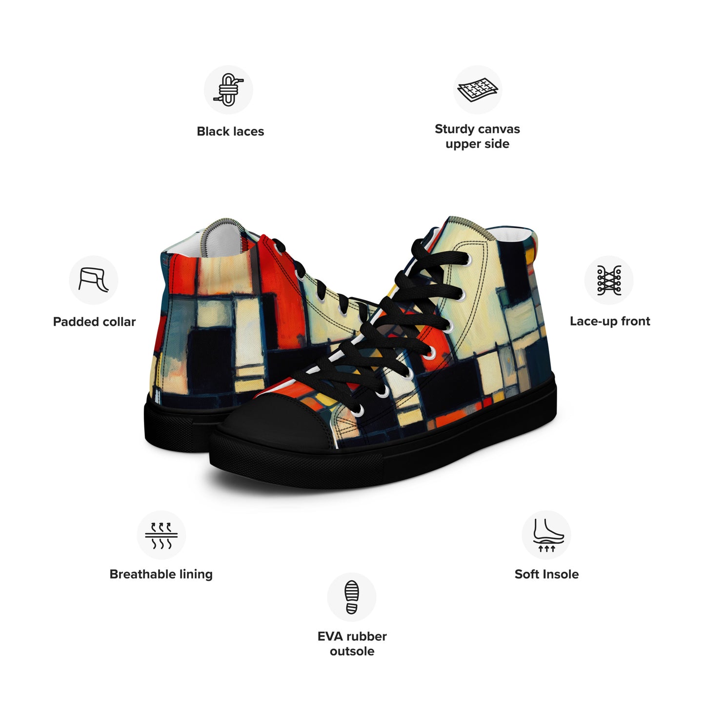 DMV 0586 Abstract Art Men’s high top canvas shoes