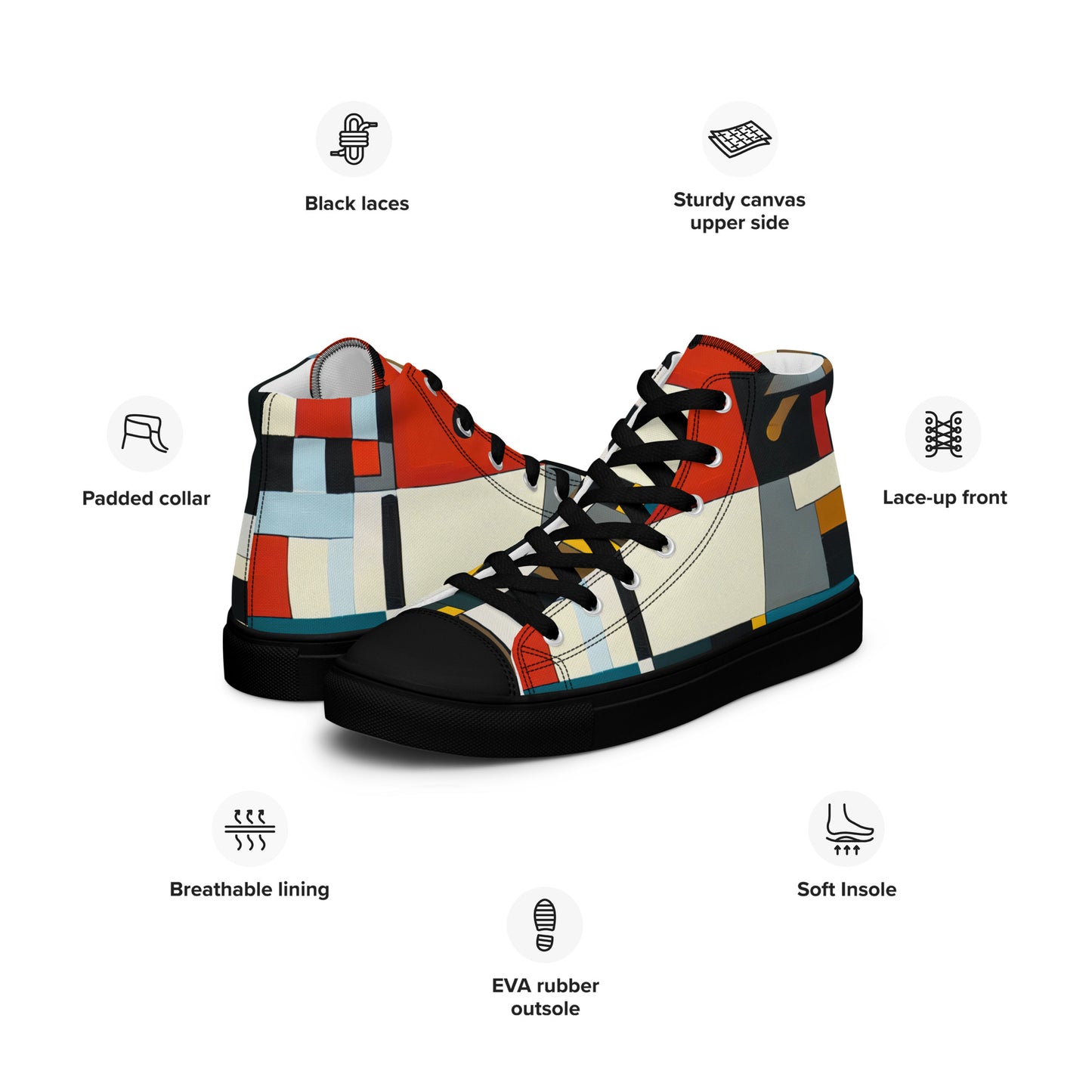 DMV 1543 Abstract Art Men’s high top canvas shoes