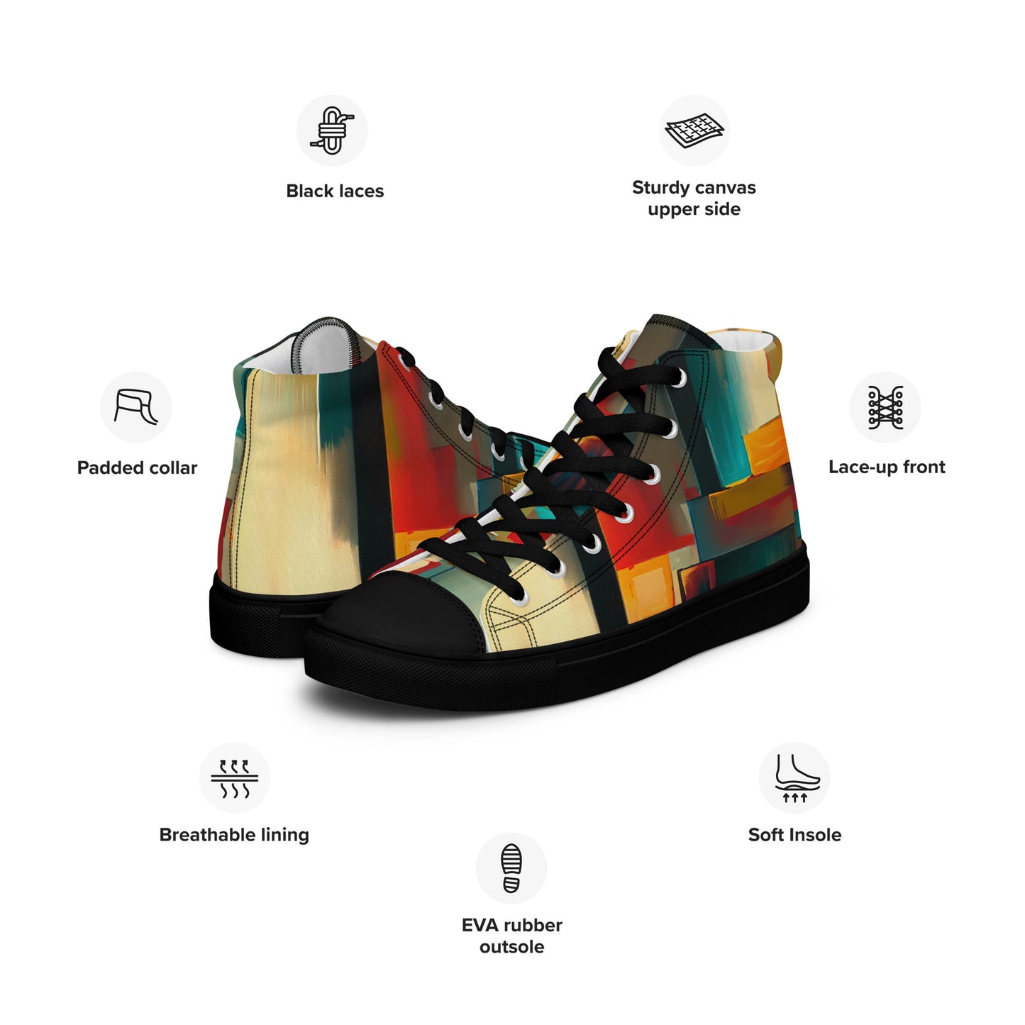 DMV 0643 Abstract Art Men’s high top canvas shoes