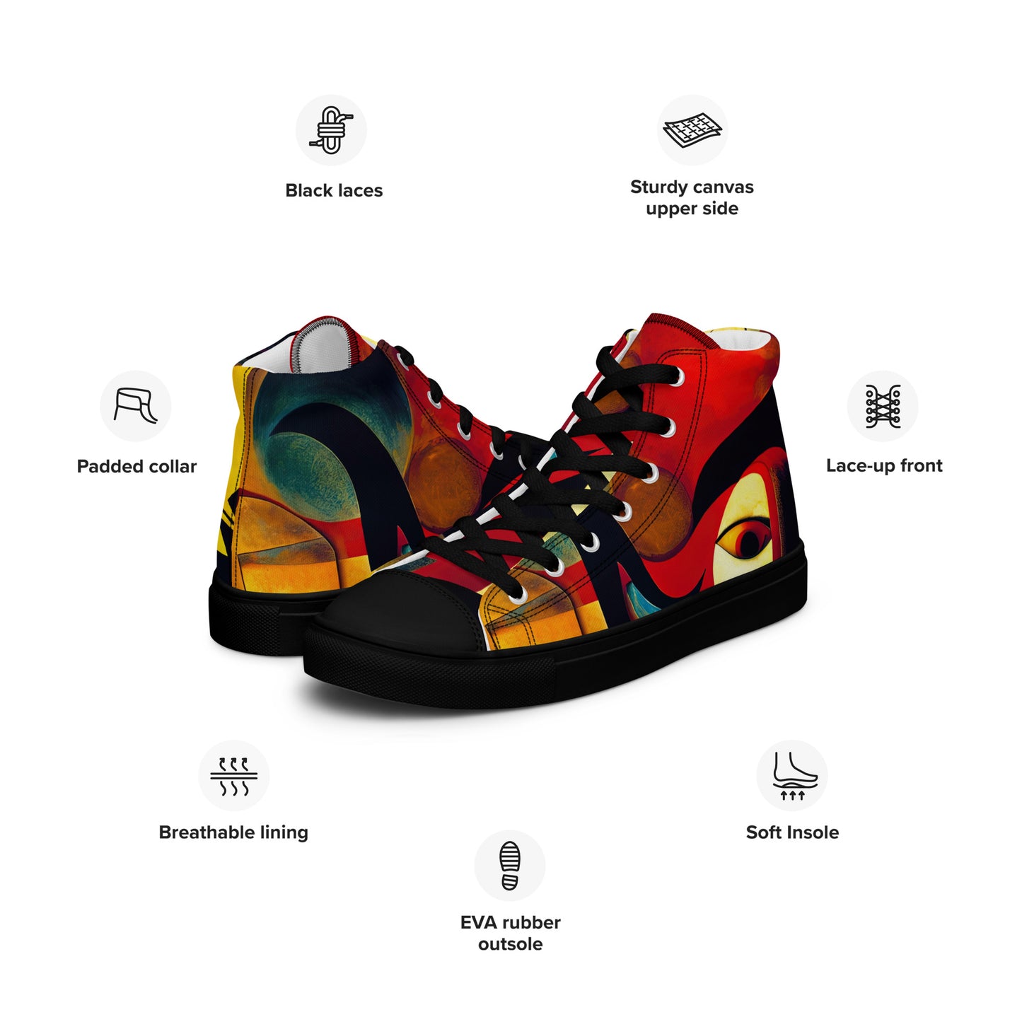 DMV 1507 Retro Art Men’s high top canvas shoes