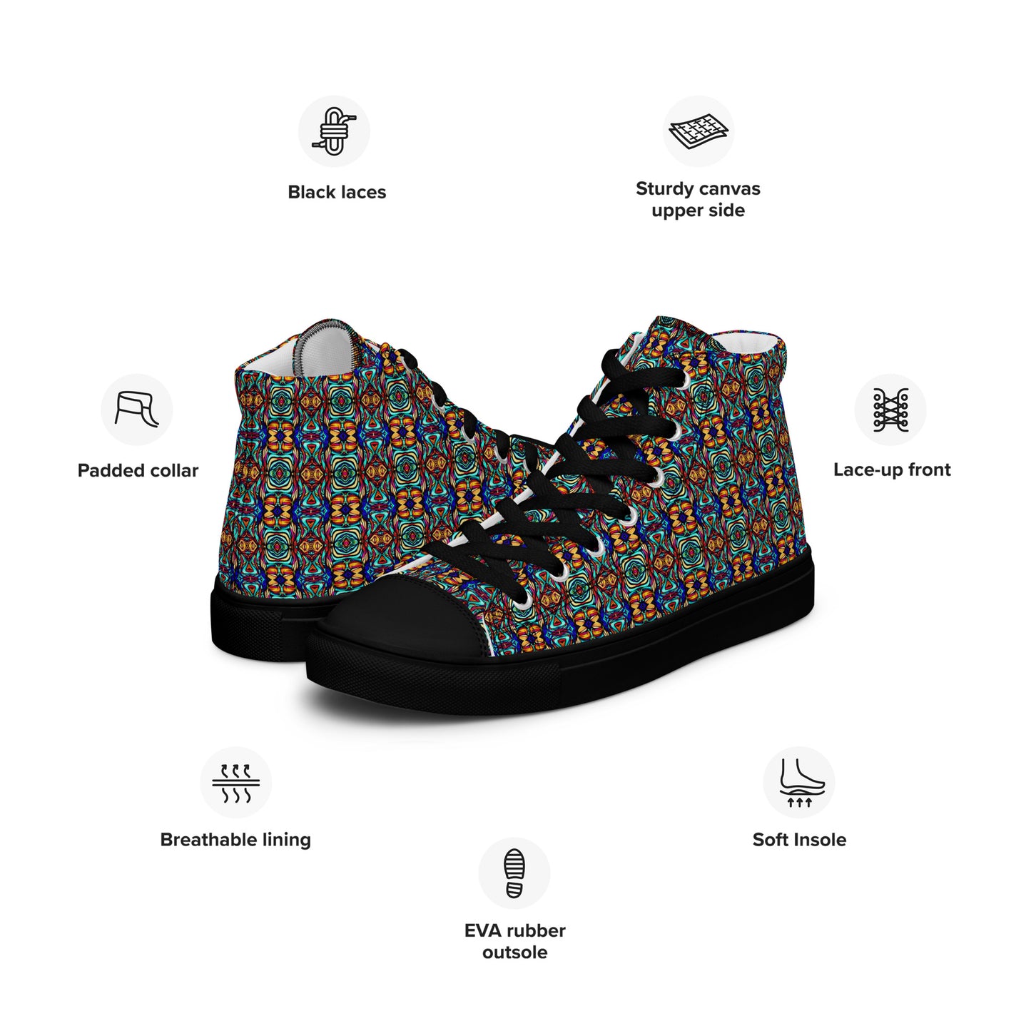 DMV 2122 Psy Artsy Men’s high top canvas shoes