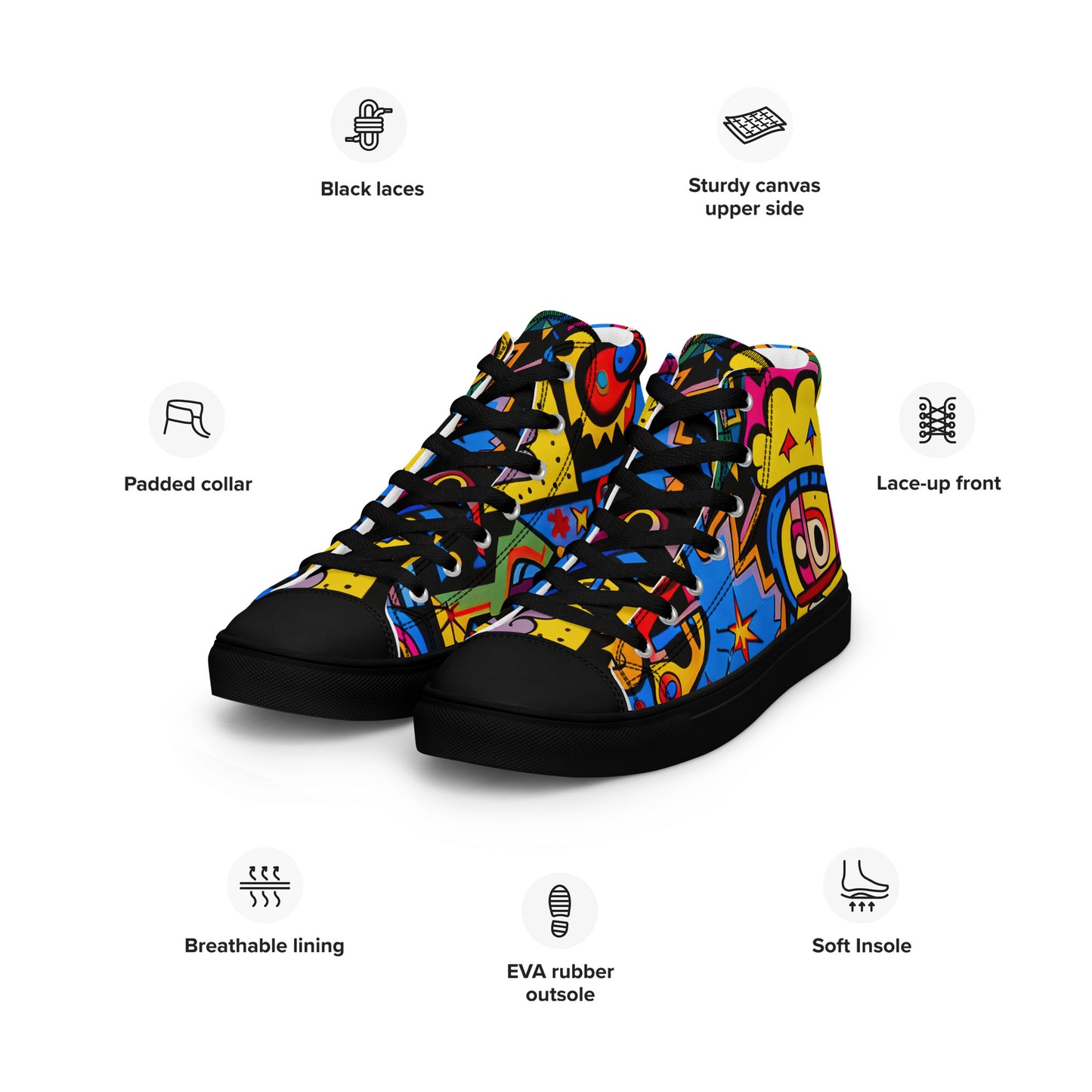 DMV 0235 Psy Art Men’s high top canvas shoes