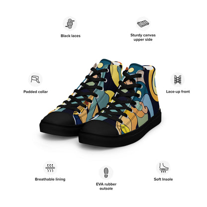 DMV 0242 Retro Art Men’s high top canvas shoes