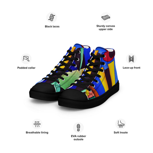 DMV 0255 Retro Art Men’s high top canvas shoes