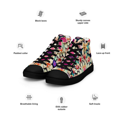 DMV 0307 Floral Men’s high top canvas shoes