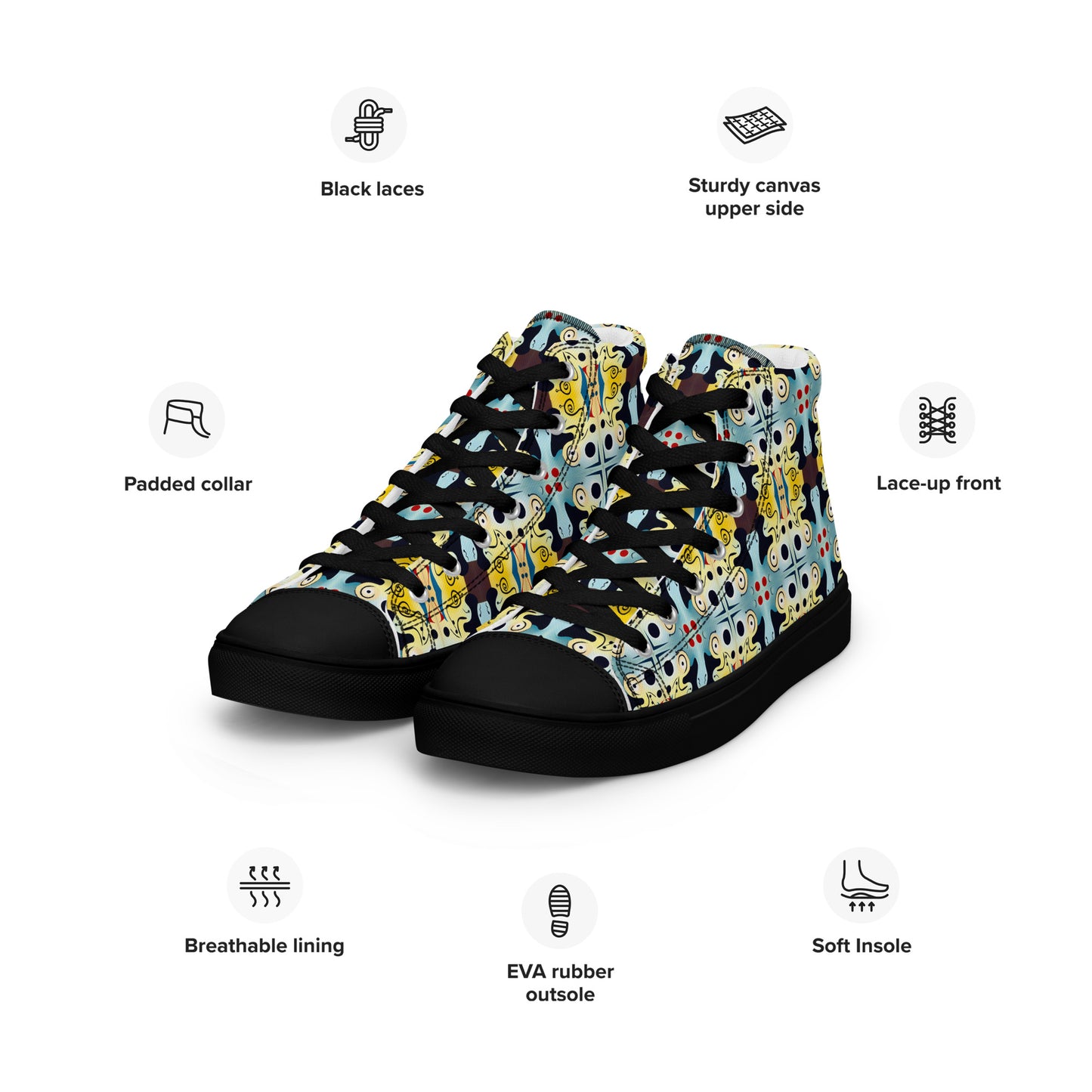 DMV 0639 Vintage Artsy Men’s high top canvas shoes