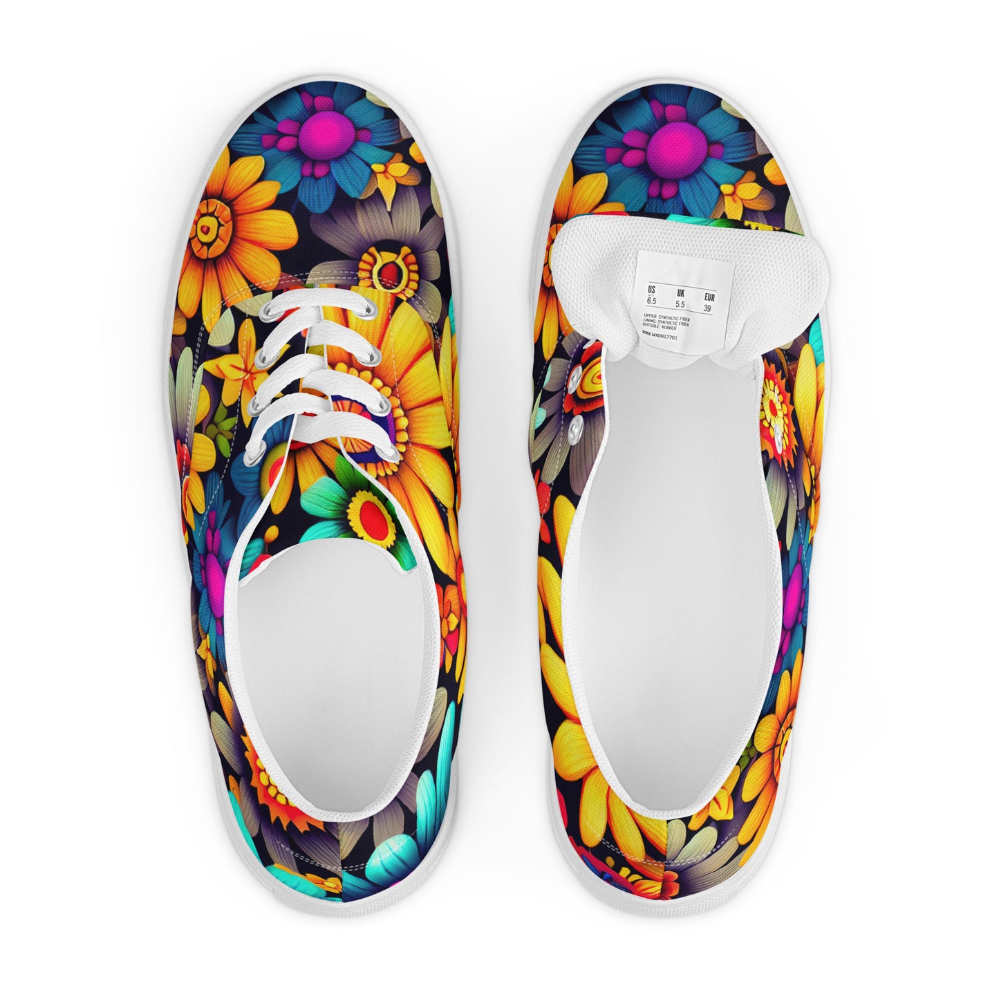 DMV 0158 Floral Men’s lace-up canvas shoes