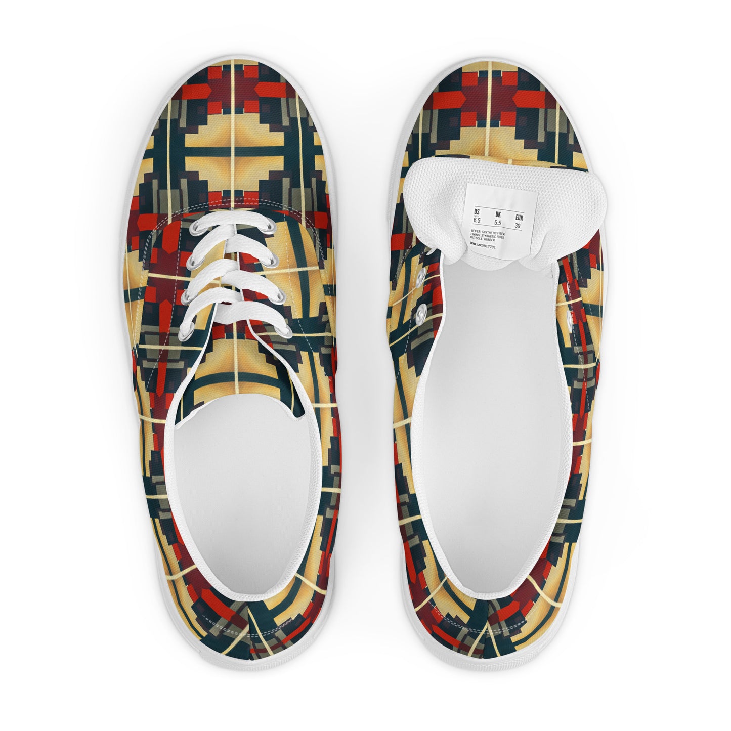 DMV 0186 Geo Boho Men’s lace-up canvas shoes