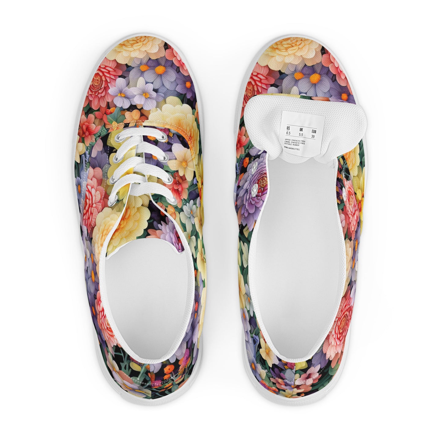 DMV 0528 Floral Men’s lace-up canvas shoes