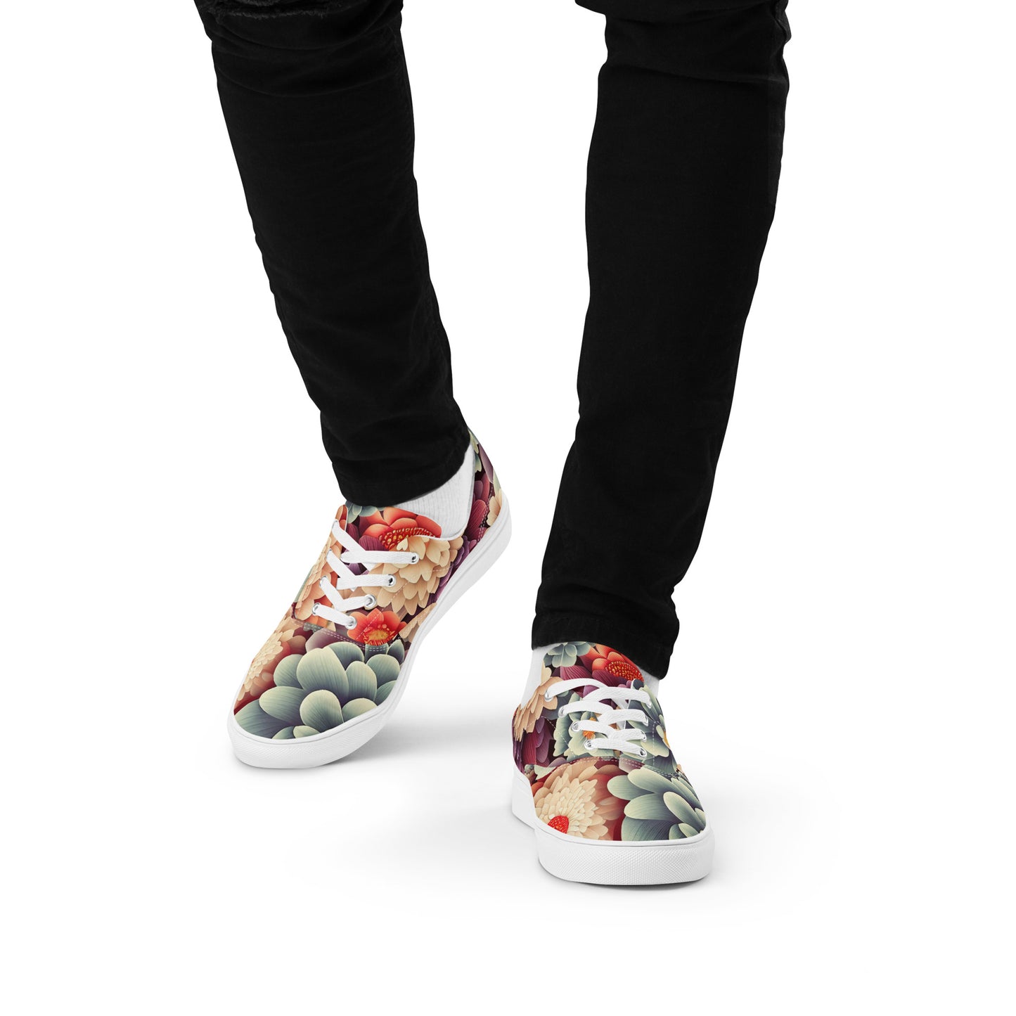 DMV 0031 Floral Men’s lace-up canvas shoes