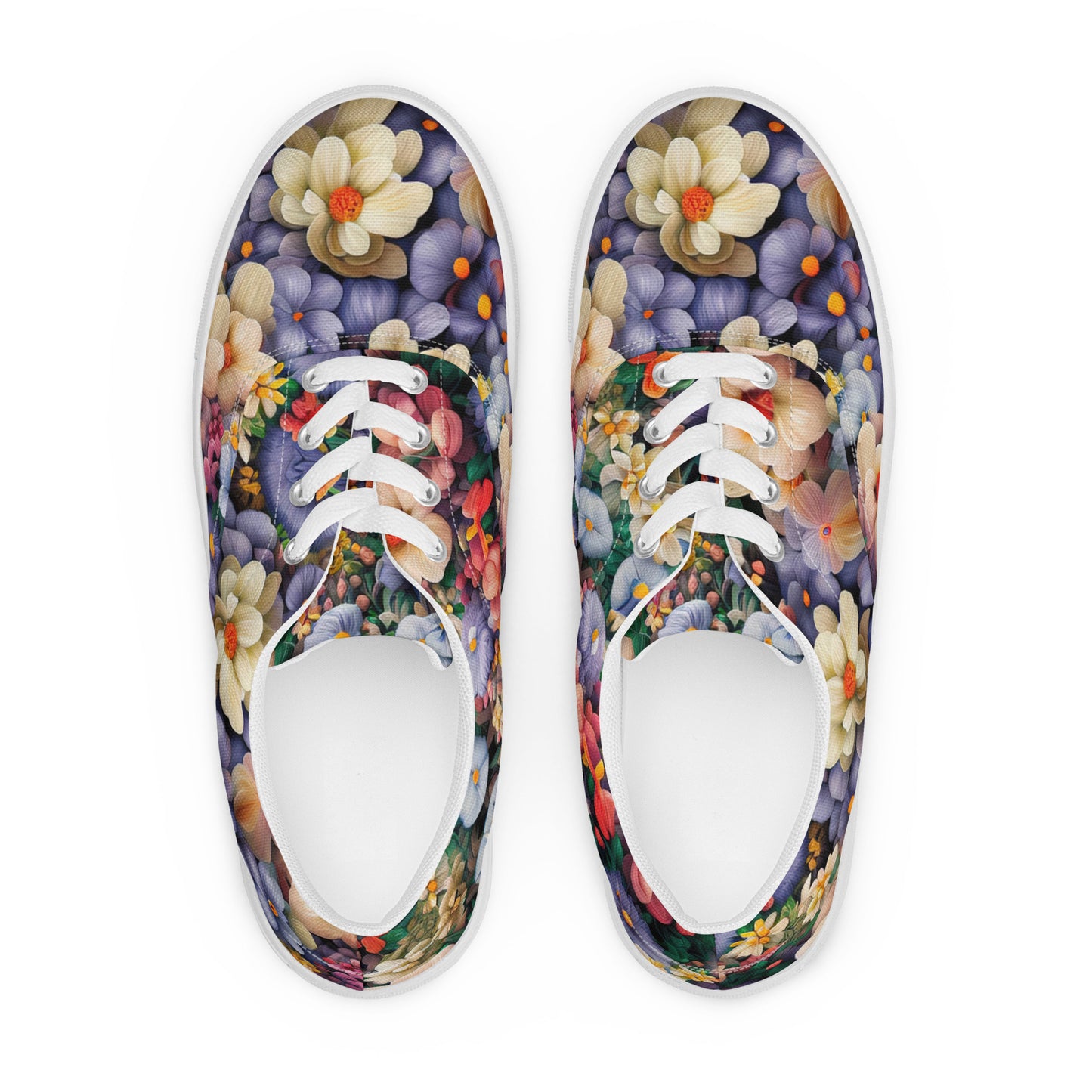 DMV 0114 Floral Men’s lace-up canvas shoes