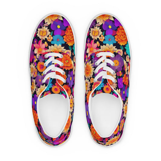 DMV 0192 Floral Men’s lace-up canvas shoes