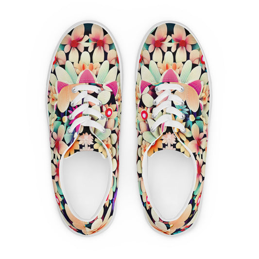 DMV 0307 Floral Men’s lace-up canvas shoes