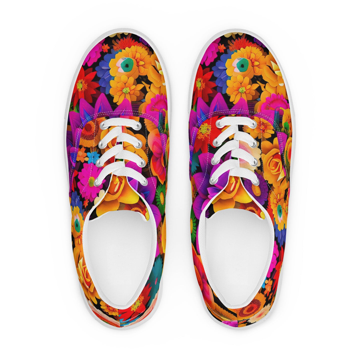 DMV 0483 Floral Men’s lace-up canvas shoes