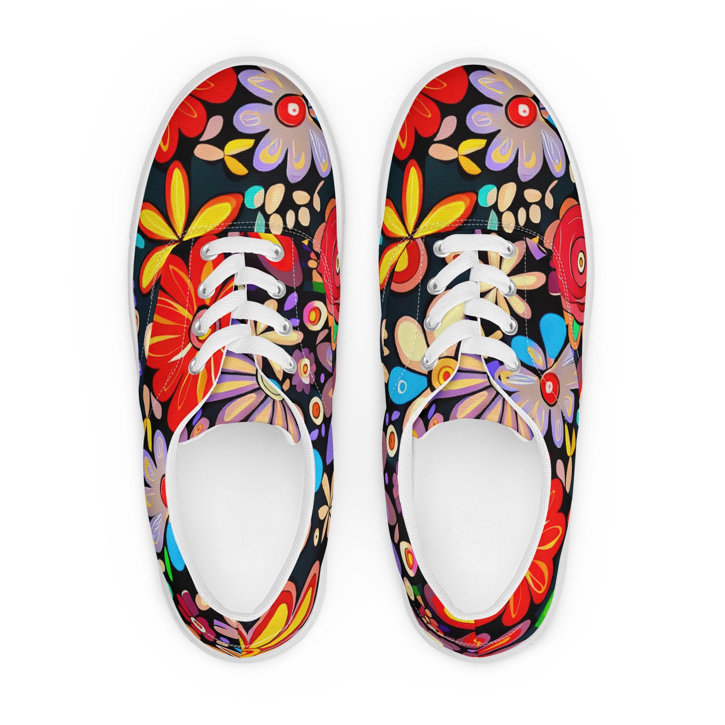 DMV 0895 Floral Men’s lace-up canvas shoes