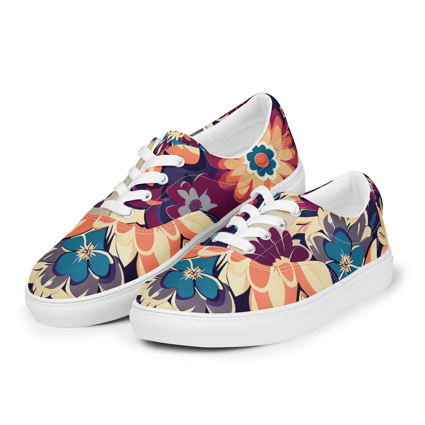 DMV 0253 Floral Men’s lace-up canvas shoes