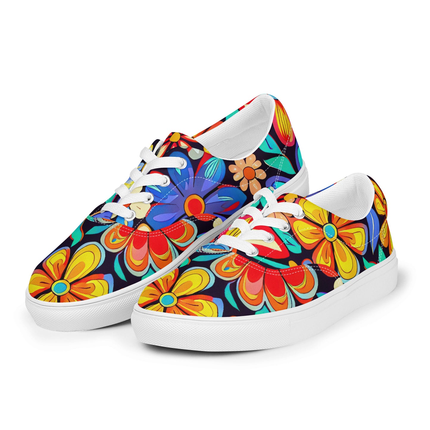 DMV 0257 Floral Men’s lace-up canvas shoes