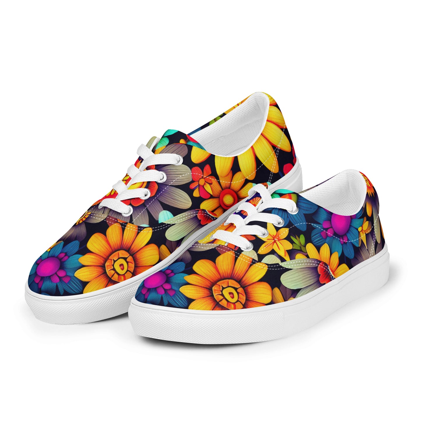 DMV 0158 Floral Men’s lace-up canvas shoes