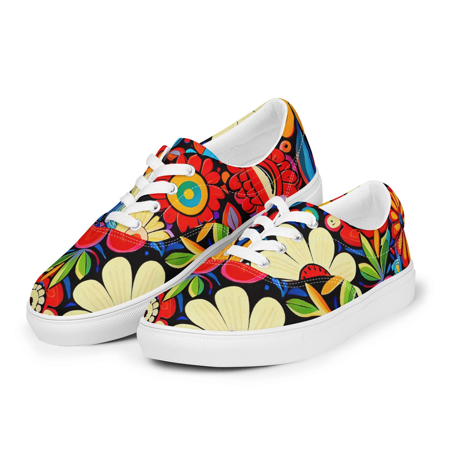 DMV 0178 Floral Men’s lace-up canvas shoes