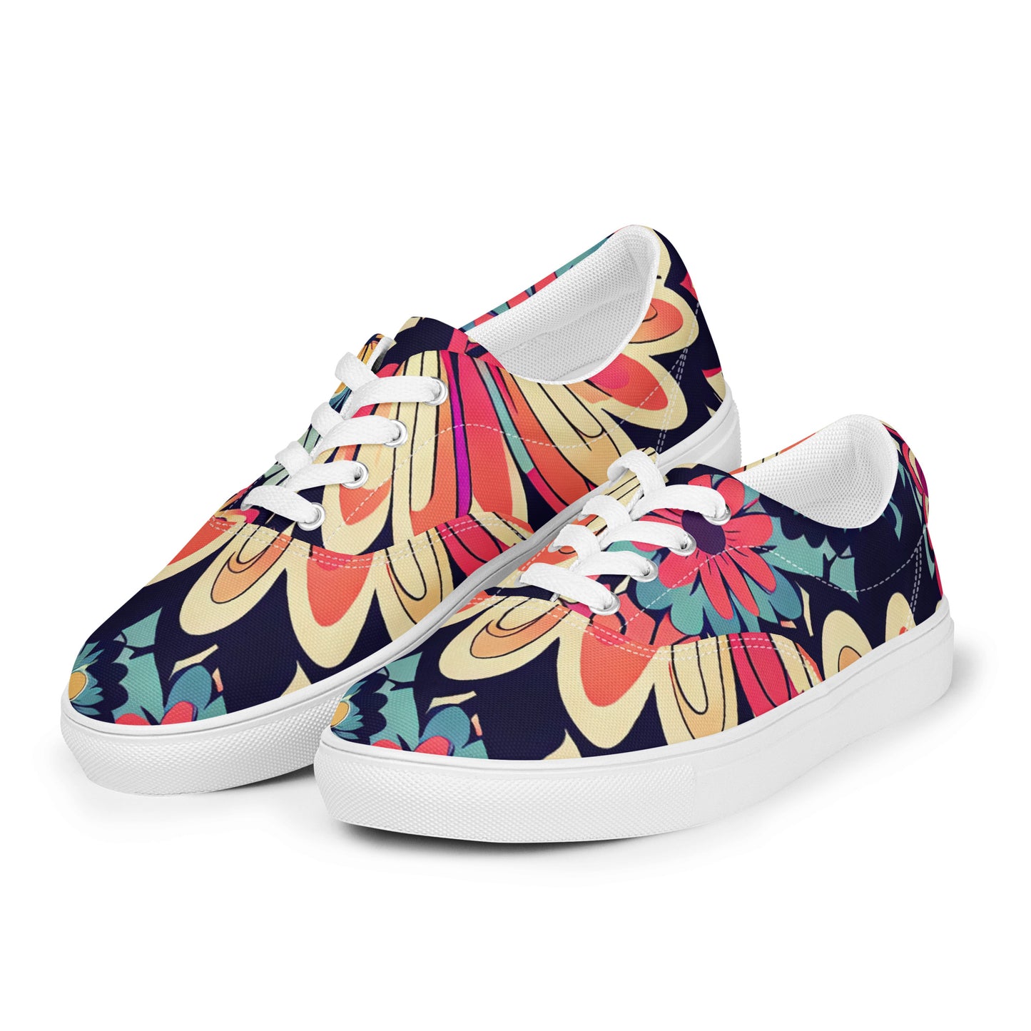 DMV 1525 Floral Men’s lace-up canvas shoes