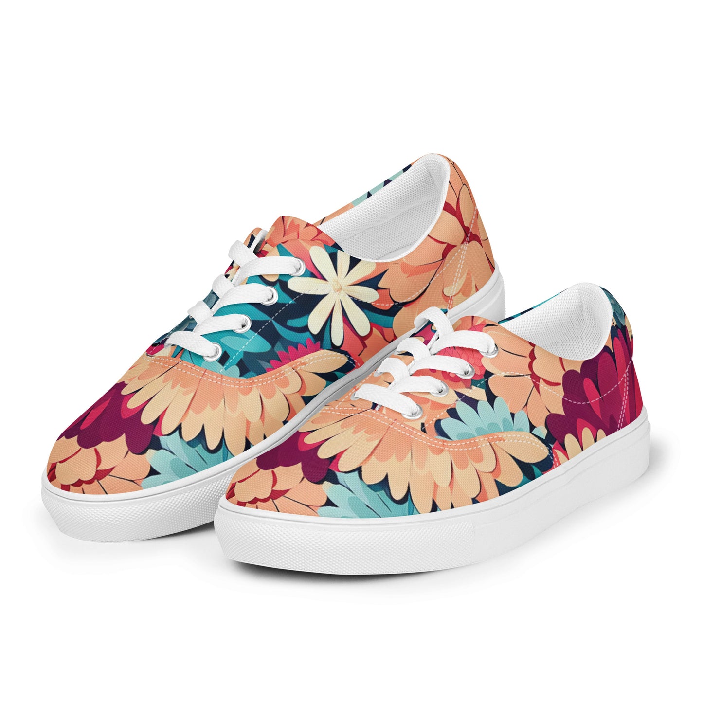 DMV 0293 Floral Men’s lace-up canvas shoes