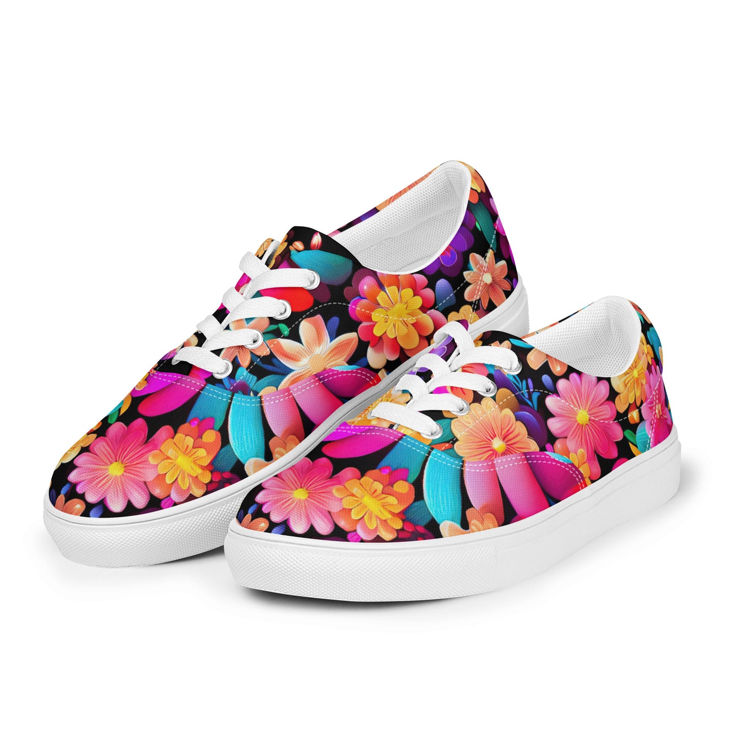 DMV 0325 Floral Men’s lace-up canvas shoes