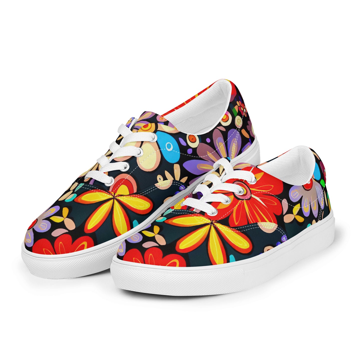 DMV 0895 Floral Men’s lace-up canvas shoes