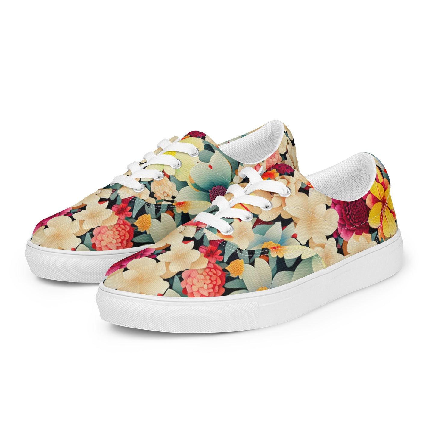 DMV 0260 Floral Men’s lace-up canvas shoes