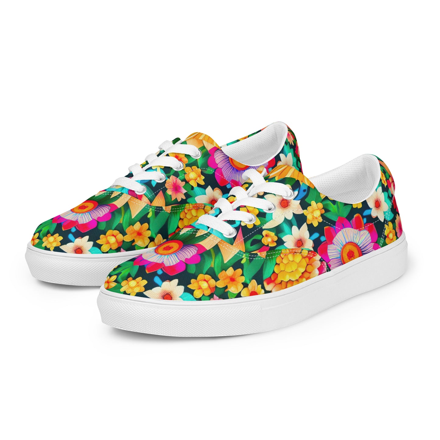 DMV 0193 Floral Men’s lace-up canvas shoes