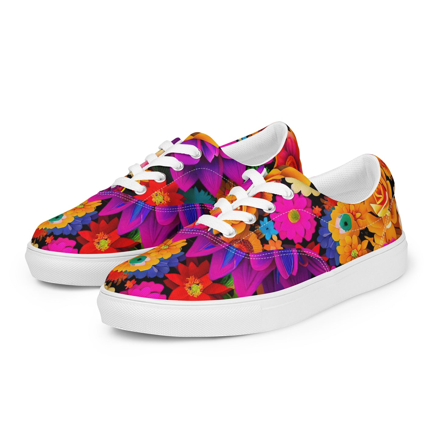 DMV 0483 Floral Men’s lace-up canvas shoes