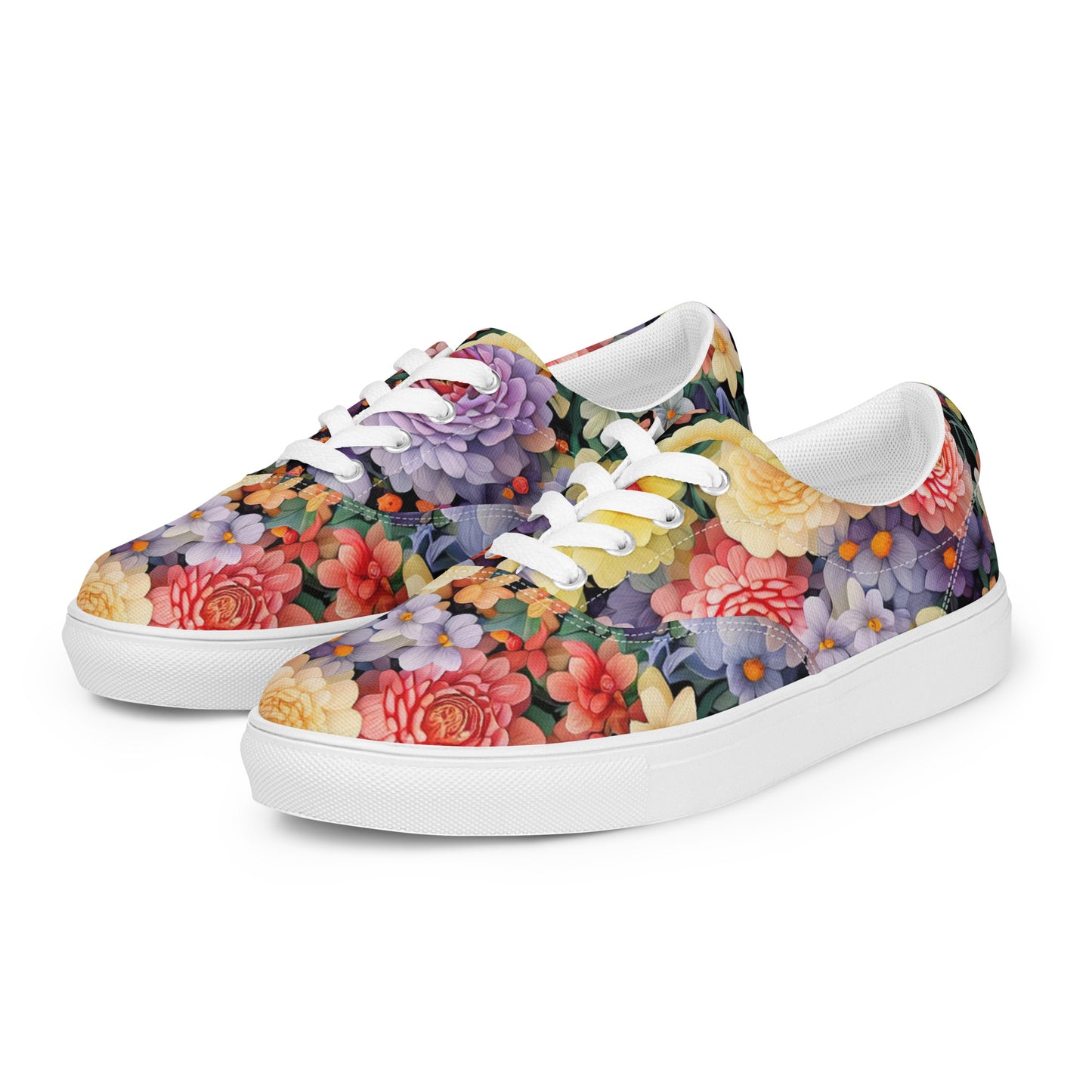 DMV 0528 Floral Men’s lace-up canvas shoes