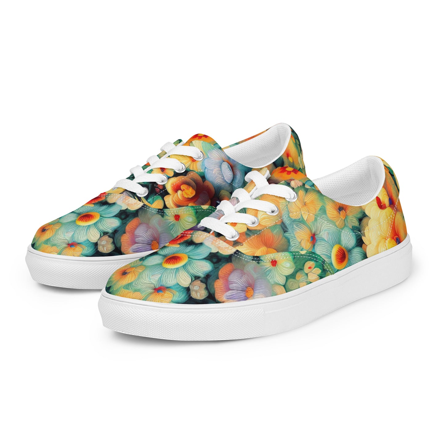 DMV 0477 Floral Men’s lace-up canvas shoes