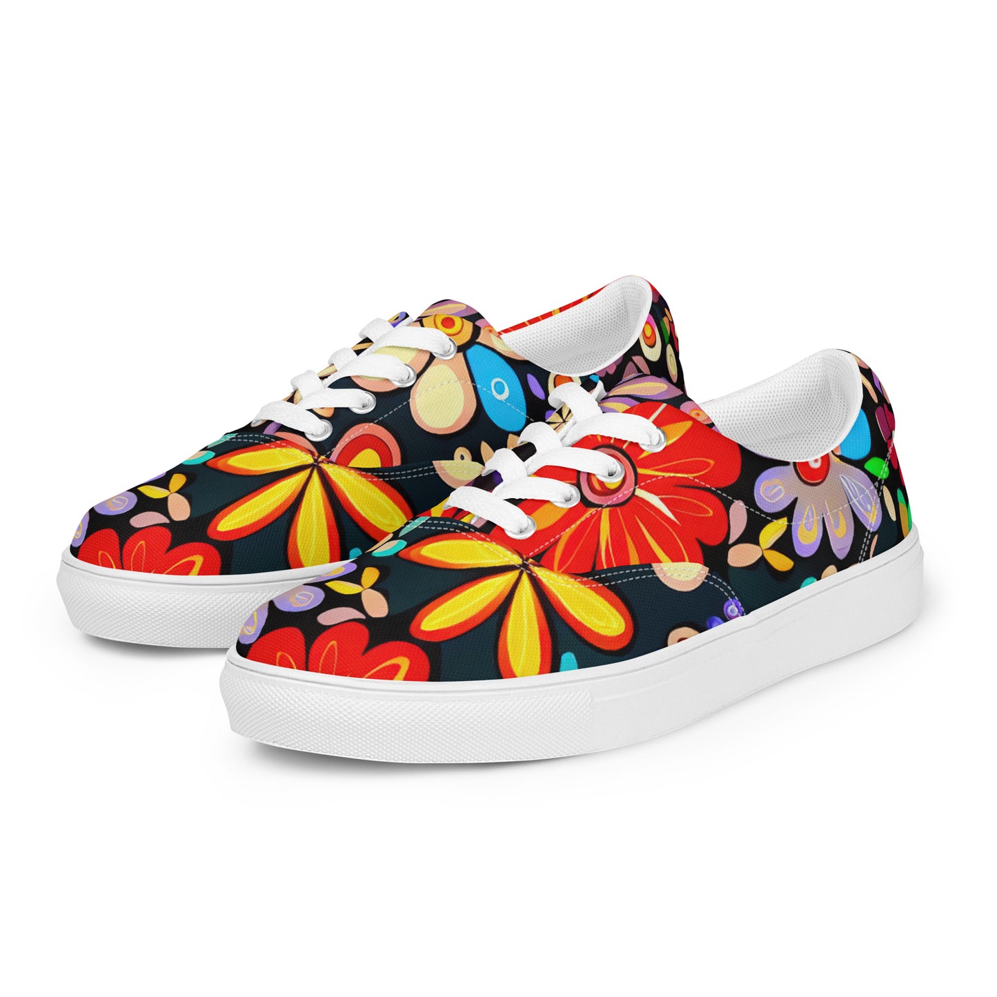 DMV 0895 Floral Men’s lace-up canvas shoes