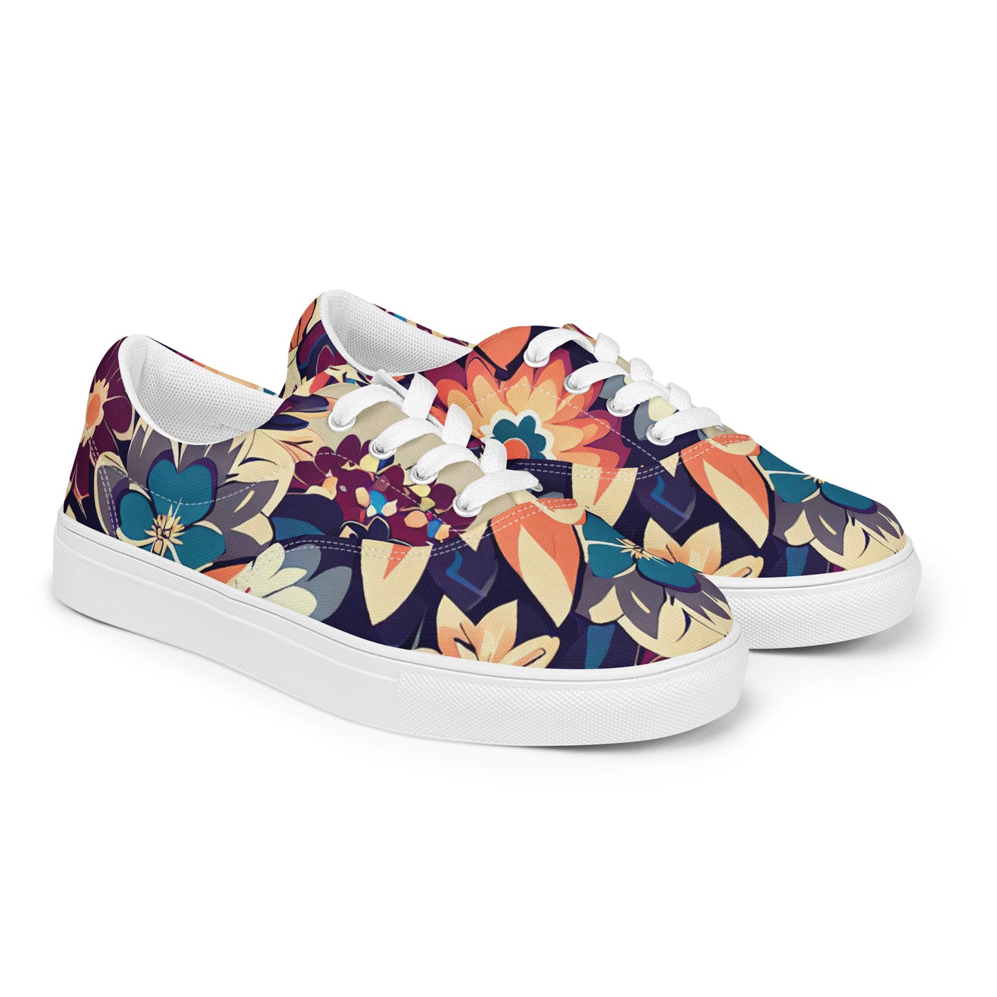 DMV 0253 Floral Men’s lace-up canvas shoes