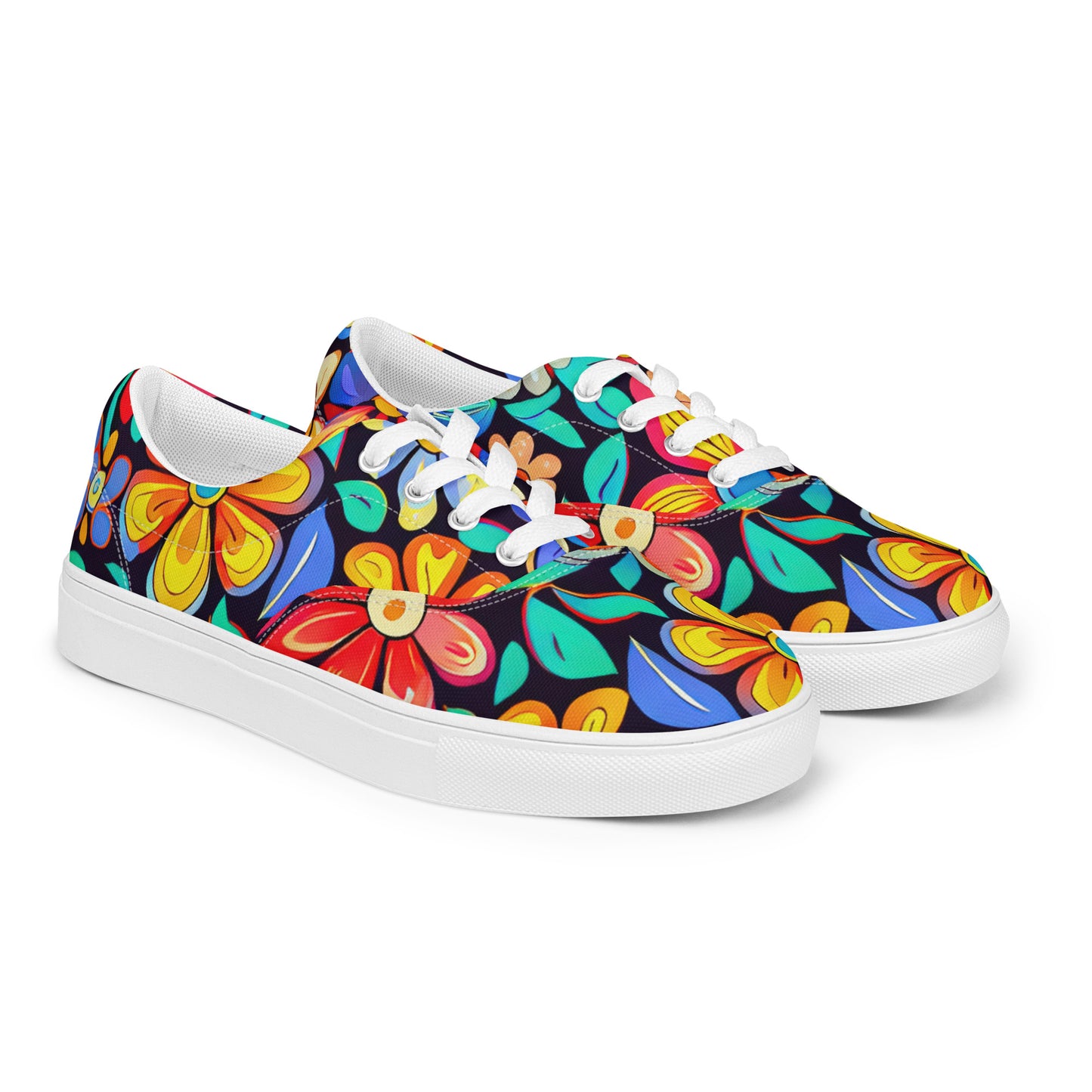 DMV 0257 Floral Men’s lace-up canvas shoes