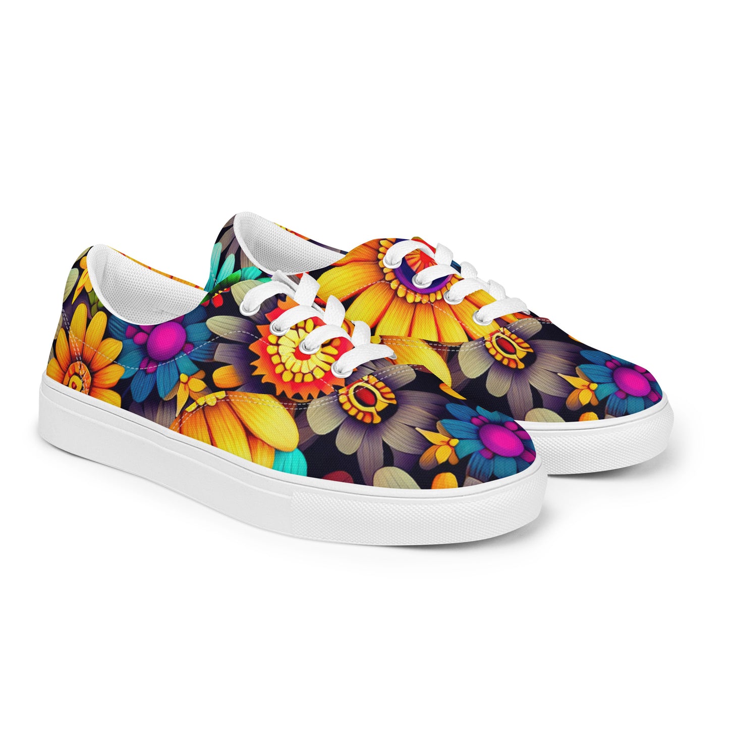 DMV 0158 Floral Men’s lace-up canvas shoes